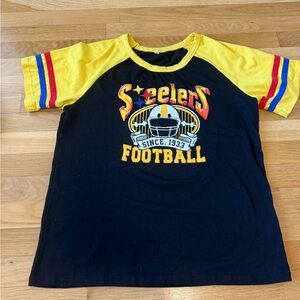 Pittsburgh Steelers Retro Throwback Striped Sleeve Tee - Size M women's